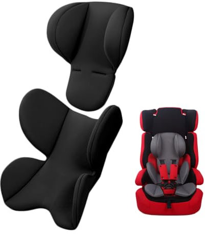 JM Universal Sitzauflage Kinderwagen,Weiche Autositz Gepolstert,Kinderwagenauflage für Kopf,Körperstützkissen,Baby Sitzeinlage,Nacken-Matte zum Schutz,Sitzverkleinerer für Babyschale Buggy (Schwarz)