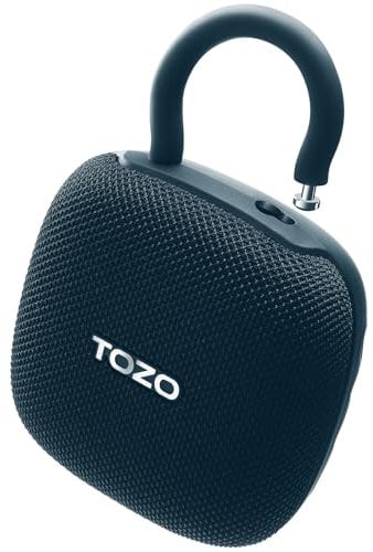 TOZO PE1 Mini Bluetooth Lautsprecher, Tragbarer Lautsprecher, Musikbox Bluetooth Speaker mit Karabiner, IPX8 wasserdicht, 32 Std Spielzeit, Kraftvoller Bass für Party, Outdoor und Reisen - Blau
