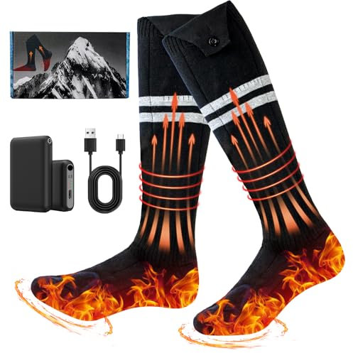 Heated Socks for Men Women with Rechargeable 5000mAh Battery, Last 8 Hours, Electric Heated Socks with 4 Adjustable Temperature Settings,Ideal for Skiing, Camping, Hiking