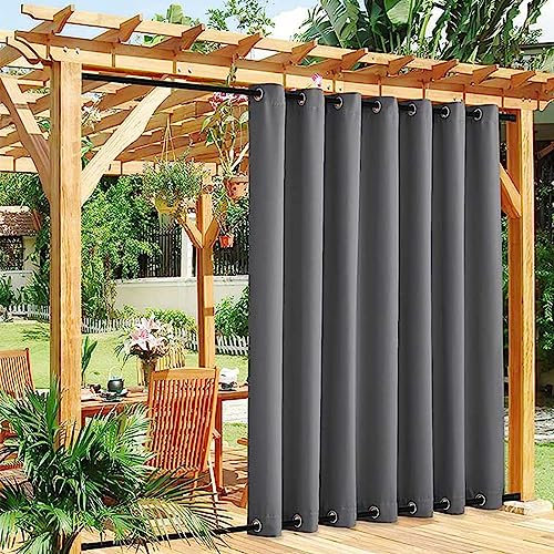 Rideau d'extérieur opaque avec protection UV pour tonnelle, terrasse, pergola, balcon - Panneau occultant avec œillets - 300 x 240 cm - Gris