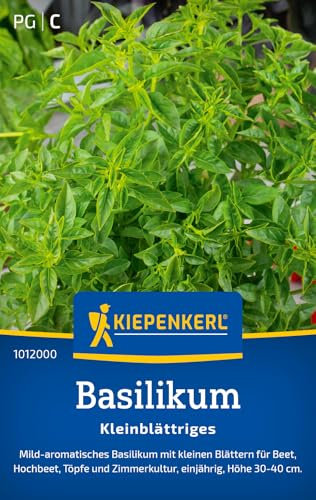 Kiepenkerl Basilikumsamen Kleinblättriges 1012000 – Mild-aromatisch - Höhe 30-40cm - Inhalt für 150 Pflanzen - Kräutersamen, Samen Kräuter, Saatgut