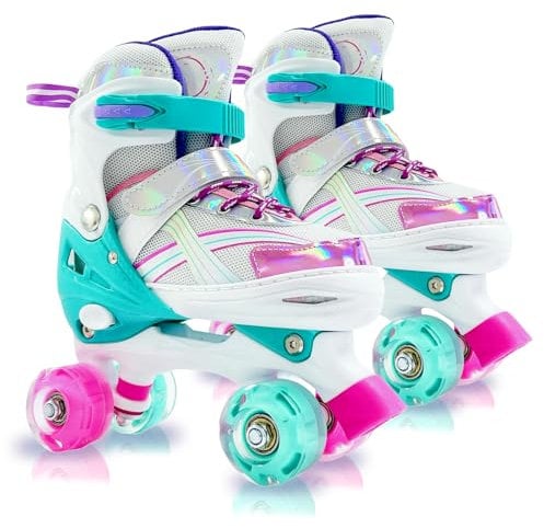 Rollschuhe für Mädchen Altersgruppen 4-6, 5-8, 8-12 Jahre - Verstellbare Kinderrollschuhe für Kleinkinder, Anfänger, Innen- und Außenbereich (705-Farbe, M(32-35 EU/210-240 mm))