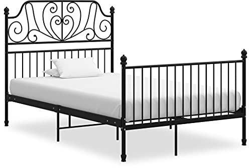 Myheimly Bettgestell Metallbett Schlafzimmer Bett Doppelbett Schlafzimmermöbel Bettrahmen Lattenrost Pulverbeschichtetes Metall Bettgestell Schwarz,120 x 200 cm