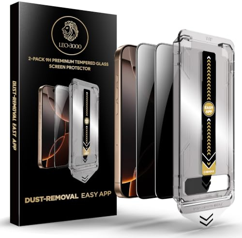 2-Pack | 9H Privacy Tempered Glass for iPhone 16 Pro Max Screen Protector (6.9-inch) | 28° Anti-Spy | Edge-to-Edge Protection | One-Touch Install with Auto Dust-Elimination Kits & Precision Tool