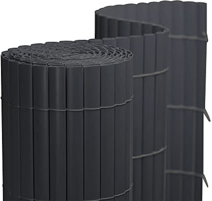 jarolift Canisse en PVC Standard Brise Vue pour Jardin Balcon Terrasse, Habillage De Balcon Clôture Renforcé Résistanteaux Intempéries, 140 x 600 cm, 2 Tapis chacun de 2 x 3 m de Longueur, Gris