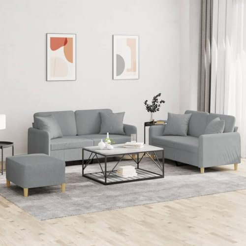 LAPOOH 3-TLG. Sofagarnitur mit Kissen Hellgrau Stoff, Sofas & Couches, Sofa Wohnzimmer, Relaxsofa, Sofa Für Schlafzimmer - 3202110