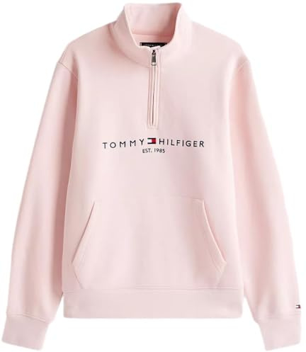 Tommy Hilfiger Sweat à Capuche zippé en Polaire avec Logo Tommy brodé pour Homme - Rose Fantaisie - L, Rose Fantaisie, Large