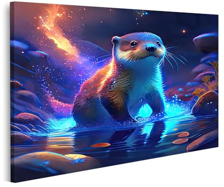 islandburner Bild auf Leinwand Leuchtender Otter im magischen Wasser Bilder Wandbilder Poster