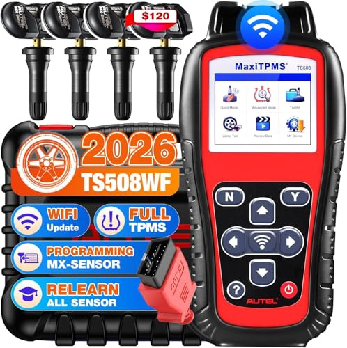 Autel MaxiTPMS TS508WF KIT TPMS Reset Tool w/ 4 Rubber MX-Sensor (£119Value | 2026 WiFi TPMS Programming, Up of TS601 TS508 TS501 PRO, Activate TPMS Sensor, Program MX-Sensor, Quick & Advanced Mode
