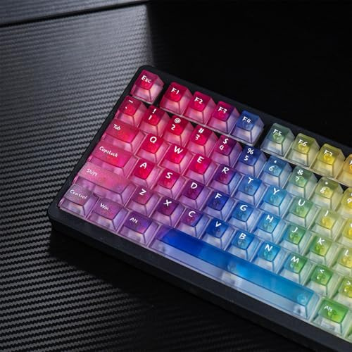 mintcaps Clear Keyboard Keycaps - 128keys Transparent Keycaps Shine Through Cherry Profile Keyboards Key Cap Set for Cherry Gateron MX Mechanical Keyboard