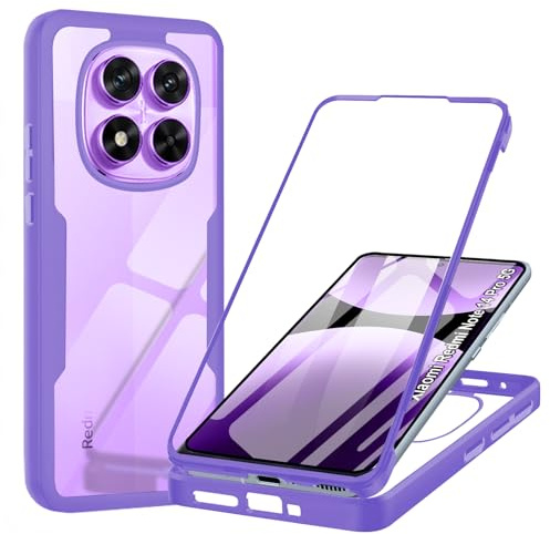 Hülle Kompatibel mit Xiaomi Redmi Note 14 Pro 5G 360 Grad Stoßfest Schutzhülle Rundumschutz Case mit Eingebautem Displayschutz Robust Bumper Durchsichtig Handyhülle für Redmi Note 14 Pro 5G , Lila