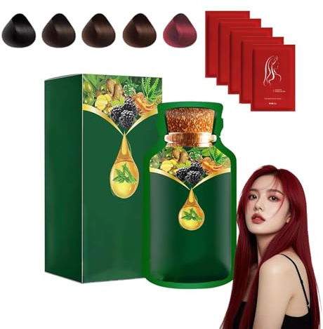 Sanfte, Pflanzliche Schnellfarbe Für Die Haare, Langanhaltendes Und Natürliches Haarfarben-Shampoo, Farbblasen-Farbe Mit Haarmaske, Geeignet Für Männer Und Frauen (Red)