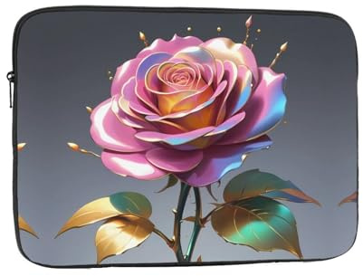 WZYWHJ Schutzhülle für Laptops mit Rosen-Aufdruck, stoßfest, tragbar, 25,4 cm (10 Zoll), für Damen und Herren, Geschäftsreisen, Schule, Büro und den täglichen Gebrauch