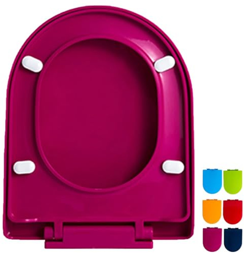 HCZKIUJY Toilettensitz, langsam schließend, Toilettensitz aus PP-Material mit rutschfesten Sitzstoßstangen, reinigen, farblicher Ersatz-Toilettensitz, passend,Rose