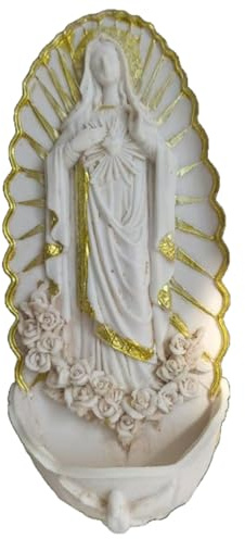 Fuente de Agua bendita Decorativa de Resina para Colgar en la Pared, Soporte de Agua bendita para Entrada, hogar, Iglesia, Religiosa, 3x7