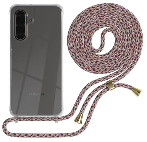 EAZY CASE Handykette kompatibel mit Galaxy A17 Handyhülle mit Umhängeband, Handykordel mit Schutzhülle, Silikonhülle, Hülle mit Band, Stylische Kette für Smartphones, Rot Camouflage