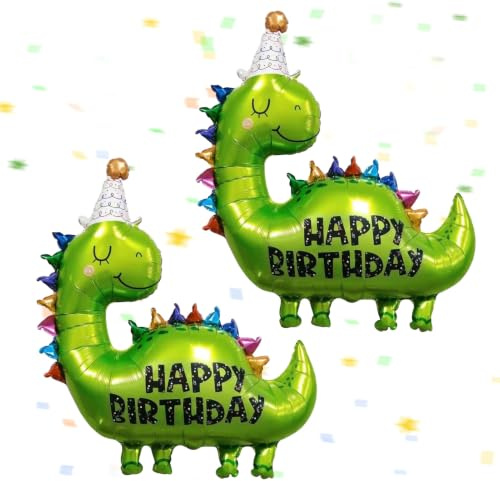 2 Stück XXL Dino Luftballon, Dinosaurier Folienballon, Dino Helium Ballon | Dinosaurier Geburtstagsdeko, Geeignet für Dschungel Deko Geburtstag, Kindergarten Aktivitäten