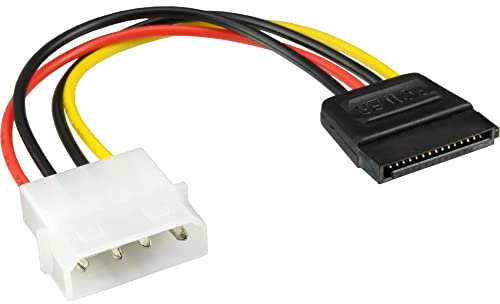 InLine® SATA Stromadapterkabel, 1x 13,34cm (5,25) Buchse an 15pol SATA Stecker, 0,15m