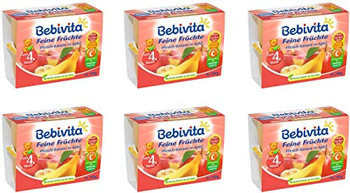 Bebivita Pfirsich-Banane in Apfel, 6er Pack ( 6 x 4 x 100 g )