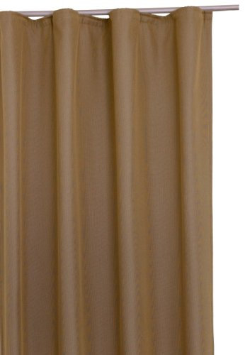 Thermogardine Grobgewebe Vorhang Blickdicht Polar Fleece Gardine B/H ca. 140x245 cm mit Kräuselband Thermovorhang #333 (Gold Hellbraun, mit Kräuselband)