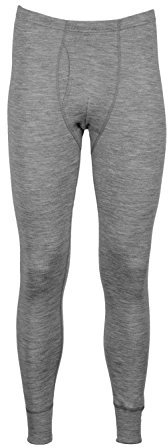Dilling Long Johns mit Eingriff Grey Melange L Herren Unterhosen Merino Thermo Unterwäsche für Wandern Outdoor Ski Baselayer