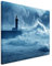 Sinus Art 120x80cm Wandbild – Farbe Blau Petrol - Leinwandbild auf Keilrahmen in Bester Qualität - Leuchtturm im Sturm Portugal