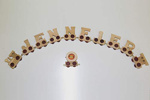 Buchstabenzug Holz Name - Set 8 Buchstaben Namen (kostenfreie Loc, Waggon) | Fun World Toys® namenszug holzbuchstaben