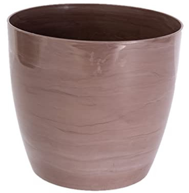 Home Garden Ornaments Plant Pots Indoor 18cm Diameter – Plastic Plant Pot with Bronze Marble Colour – Flower Pot with Glossy Surface – Durable Flower Pots Outside (18 cm, Bronze Marble)