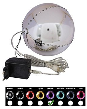 EUROPALMS LED Snowball 15cm, lila | Hochwertige Kunststoffkugel mit vier vertikal umlaufenden LED-Reihen