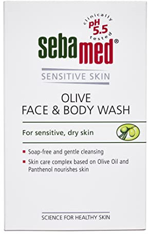 SEBAMED Emulsione senza sapone con olio d'oliva, ottimale per la pelle secca, formulata a pH 5,5 con olio d'oliva che rinforza e protegge la naturale funzione barriera del mantello acido della pelle, 200 ml