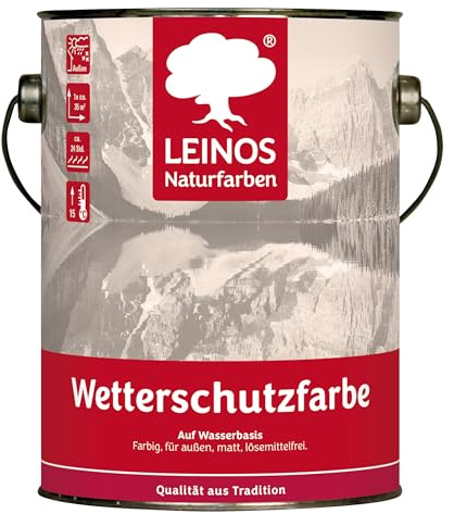 LEINOS Wetterschutzfarbe 855 auf Wasserbasis | 2,50 l | Schweden-Rot | matter, lösemittelfreier Holzschutz für unbehandelte Holzkonstruktionen im Außenbereich, ideal für sägeraues Holz