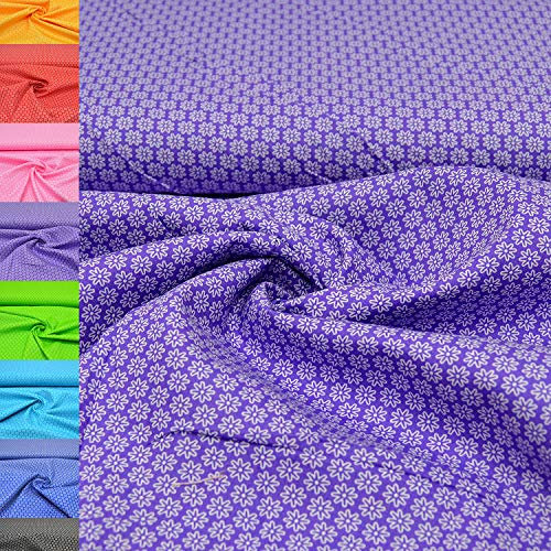 MAGAM-Stoffe Amelie Blümchen Baumwollstoff Oeko-Tex Meterware 50cm (06. Lila)