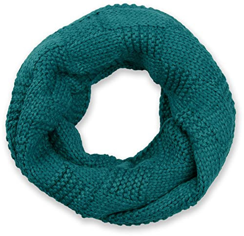 styleBREAKER Unisex Strick Loop Schal mit Patentmuster, Uni Feinstrick Schlauchschal, Winter Strickschal 01018152, Farbe:Petrol