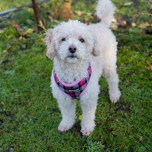 All Pet Solutions All Pet Solutions Dog Puppy Harness Soft Adjustable Reflective Comfortable Vest (Medium, Pink Tartan), M