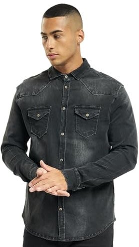 Brandit Riley Denim Shirt Long Sleeve, color: black, size: L