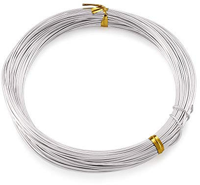 PandaHall - Alambre de aluminio de 32,8 pies, flexible, 0,8 mm/calibre 20, alambre artístico de abalorios de metal para la fabricación de joyas florales (plata)