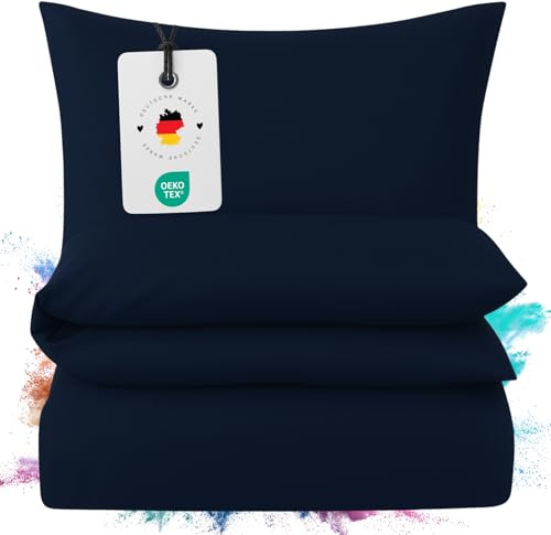 Carpe Sonno Mako Satin Bettwäsche 155x220 cm Uni – Marine Baumwolle