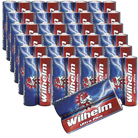 50 AA Mignon WILHELM Ultra Plus Alkaline Batterien im Shrink LR6 ø 14,5 x 50,5 mm