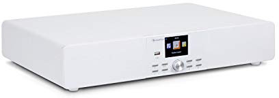 auna Stealth Base Connect - Soundbase, 2 x 15 W + 30 W de Potencia RMS, Radio con Internet/Dab+/FM, Bluetooth, Control por aplicación AirMusic, Pantalla LC 2,8, Puerto USB, Entrada de línea, Blanco