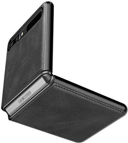 Cresee Hülle für Samsung Galaxy Z Flip 5G / Galaxy Z Flip, PU-Leder Handyhülle Case Schutzhülle Cover, Schwarz