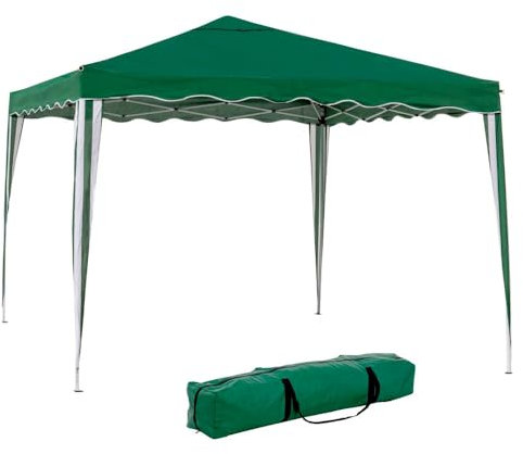 Carpa Cenador Gazebo Plegable 3 x 3 m Verde | Mejores Tubos de Acero de Alta Resistencia Plegables, Antiviento, Protección UV, Bolsa de Transporte| para Playa, Camping, Jardín, Exteriores - LOLAhome
