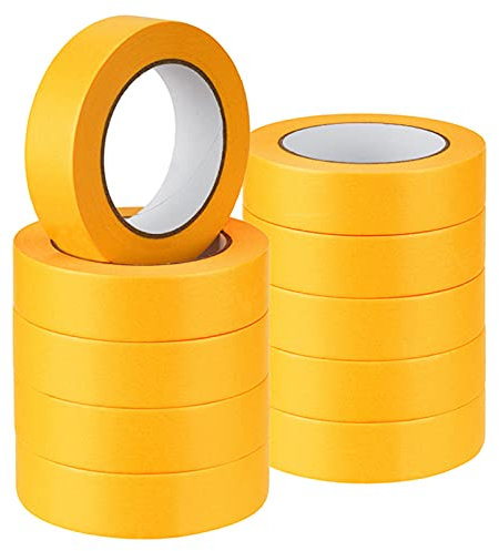 Saekulum 15x Goldband 30mm x 50m, UV: 30 Tage, Saubere Abziehlinie, Anschmiegsam, Rückstandsfrei abziehbar, Profi Gold Klebeband Washitape Maler-Abklebeband Malerband Abdeckband Lackierband