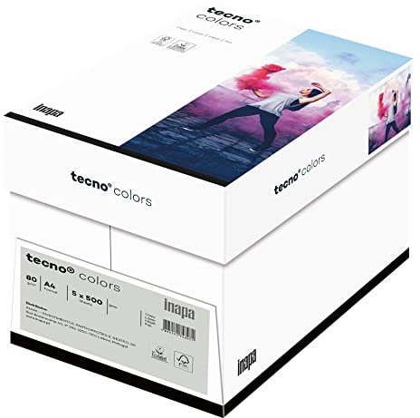 inapa farbiges Kopierpapier, buntes Papier tecno Colors: 80 g/m², A4, 2.500 Blatt (5x500), grau, 80g / m²