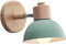 iDEGU Wandleuchte Moderne Innen Wandlampe aus Holz Metall Halbkreis Lampenschirm E27 Verstellbare Wandspot Vintage Lampe für Schlafzimmer Wohnzimmer (1 Stück, Grün)