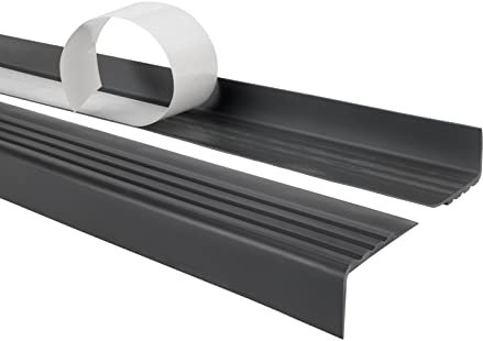 Quest Treppenkantenprofil Selbstklebend 30x27mm, PVC Kunststoff Antirutsch-Profil für Treppenkanten, RM – dunkelgrau, 100cm