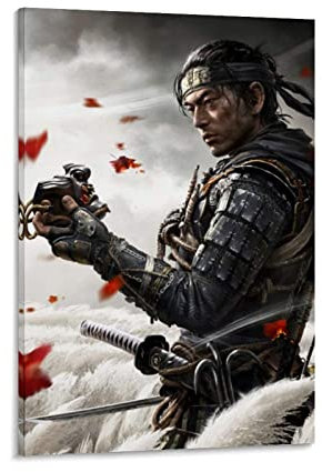 Shenywell Leinwand Bedrucken Spielposter Ghost of Tsushima Moderne Familienschlafzimmer-Dekorationsposter 60x80cm Kein Rahmen