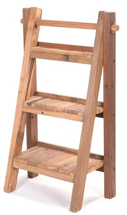 DESIGN DELIGHTS Holz BLUMENTREPPE Fleur | Mahagoni & Teakholz, 100x63x32 cm | Holz Pflanzentreppe, Stufenregal, Pflanzenregal, Badregal