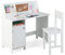 COSTWAY Kids Desk and Chair Set, Wooden Children Study Table with Storage Cabinet, Cork Board, School Students Workstation for Studying, Reading and Drawing