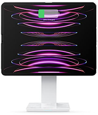 PITAKA Magnetische Aufladbare Tablet Ständer - Verstellbare Halterung für MagEZ Case Pro iPad Pro & Mini 6 Mit Kabelloser Ladestation - Weiß [MagEZ Charging Stand]