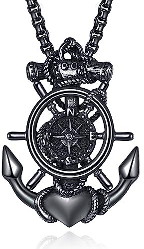 Schwarz Anker Kette Männer 925 Sterling Silber Anker Anhänge Kettenanhänger Halskette Schmuck Geschenk für Herren Männer